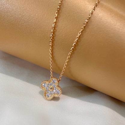 [Love Lucky]CLOVER 15MM DIAMOND SINGLE FLOWER NECKLACE