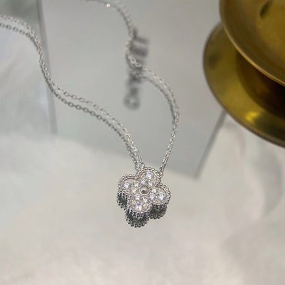 [Love Lucky]CLOVER 15MM DIAMOND SINGLE FLOWER NECKLACE