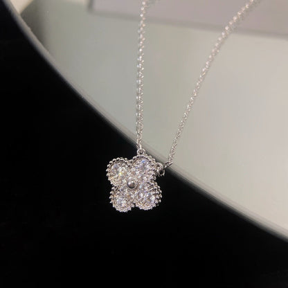 [Love Lucky]CLOVER 15MM DIAMOND SINGLE FLOWER NECKLACE
