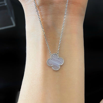 [Love Lucky]CLOVER 15MM BLUE CHALCEDONY NECKLACE SILVER