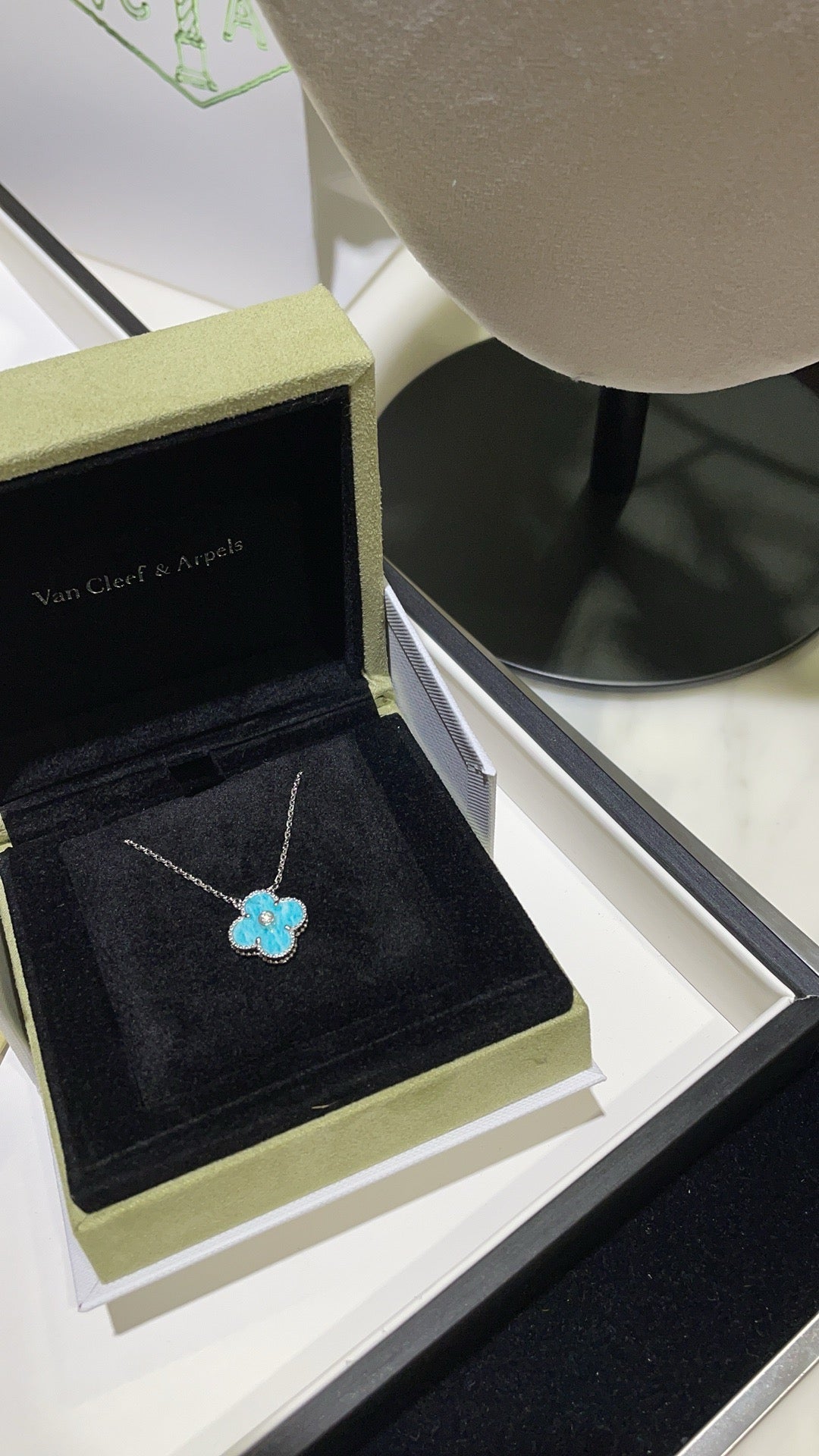 [Love Lucky]CLOVER 15MM DIAMOND SVRES PORCELAIN  NECKLACE SILVER