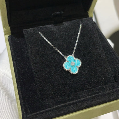 [Love Lucky]CLOVER 15MM DIAMOND SVRES PORCELAIN  NECKLACE SILVER