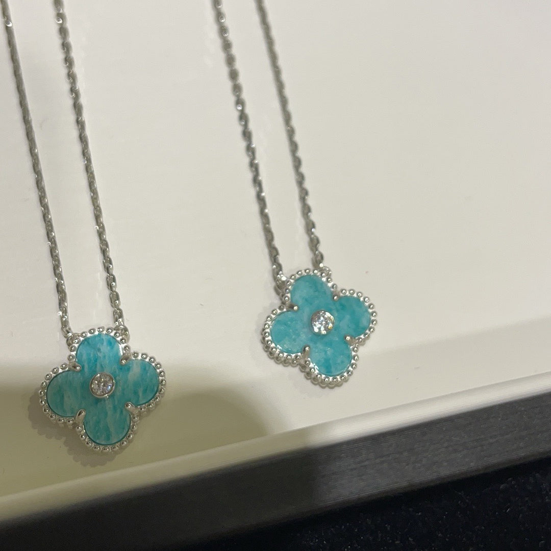 [Love Lucky]CLOVER 15MM DIAMOND SVRES PORCELAIN  NECKLACE SILVER