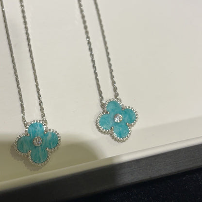 [Love Lucky]CLOVER 15MM DIAMOND SVRES PORCELAIN  NECKLACE SILVER