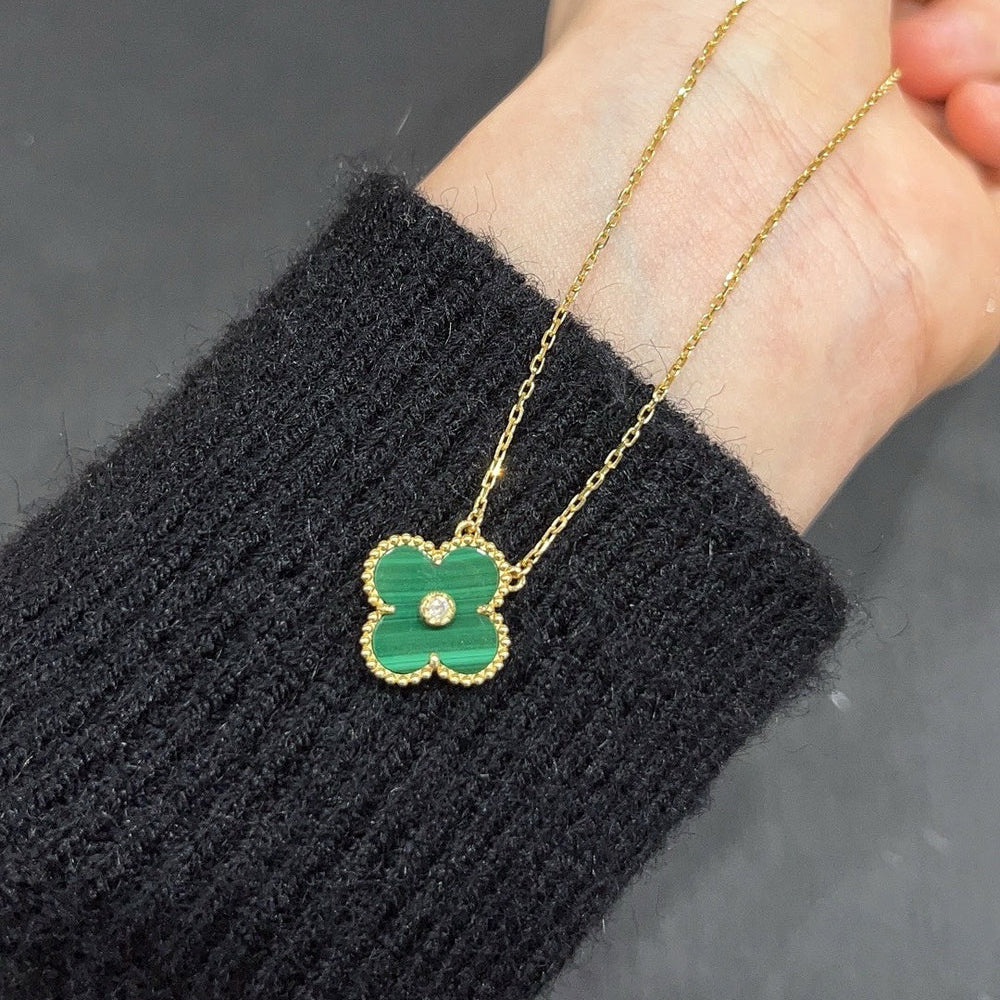 [Love Lucky]CLOVER 15MM DIAMOND TURQUOISE NECKLACE