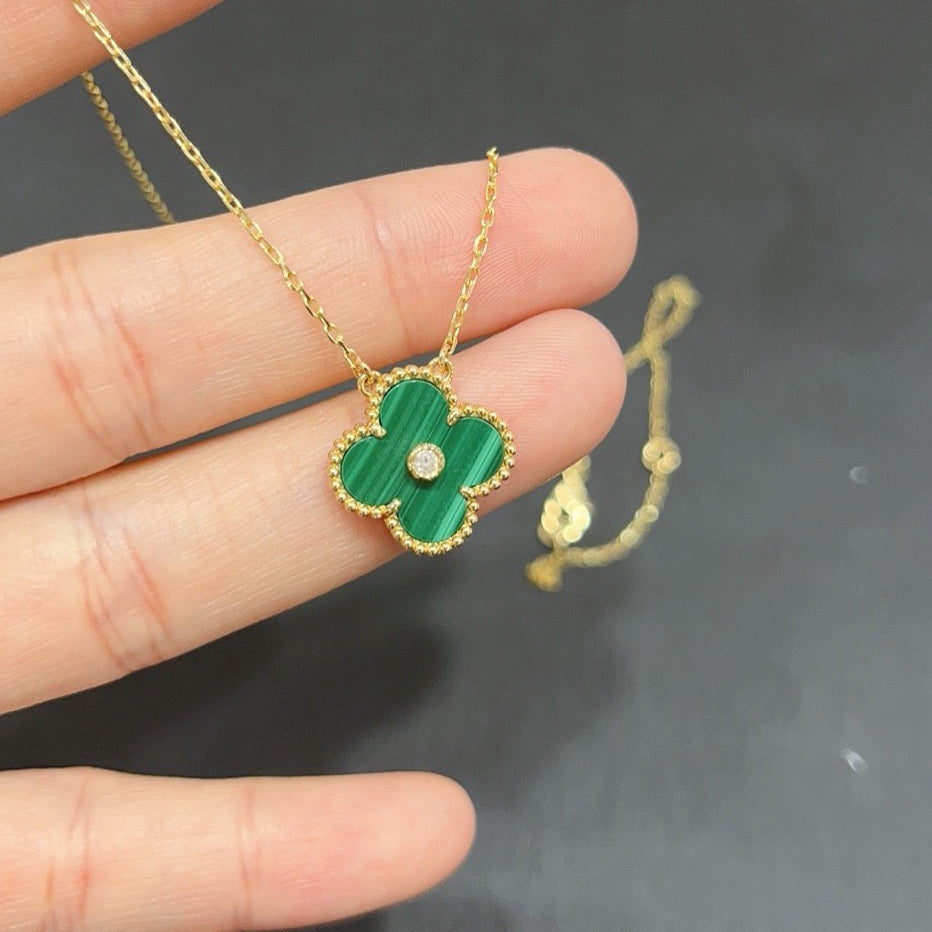 [Love Lucky]CLOVER 15MM DIAMOND TURQUOISE NECKLACE