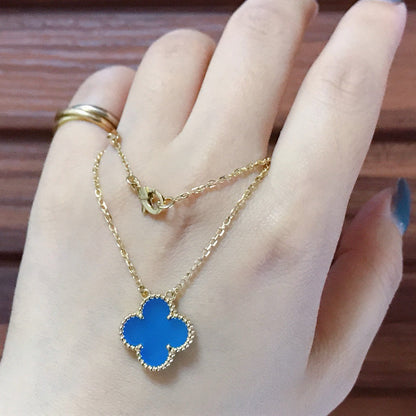 [Love Lucky]CLOVER 15MM BLUE AGATE NECKLACE