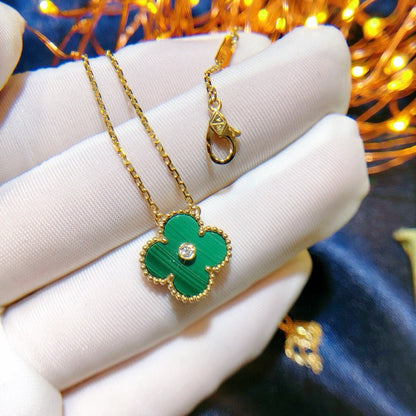 [Love Lucky]CLOVER 15MM DIAMOND TURQUOISE NECKLACE