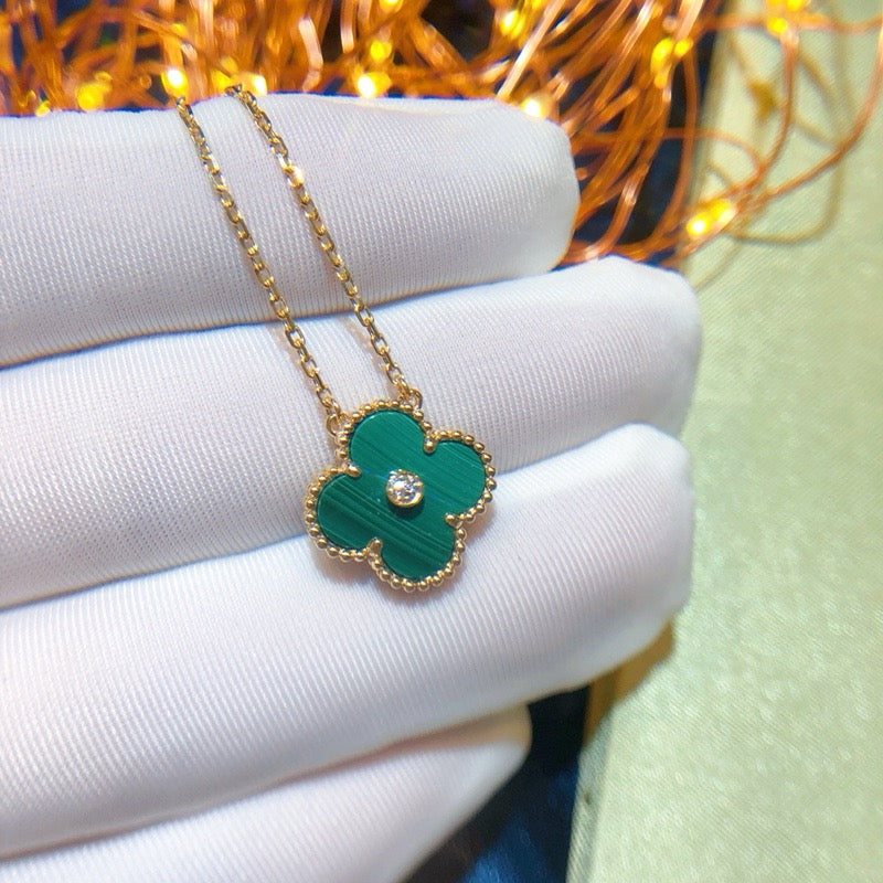 [Love Lucky]CLOVER 15MM DIAMOND TURQUOISE NECKLACE