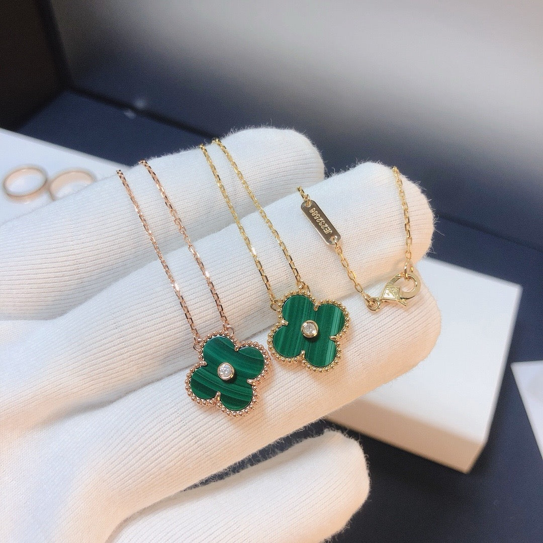 [Love Lucky]CLOVER 15MM DIAMOND TURQUOISE NECKLACE