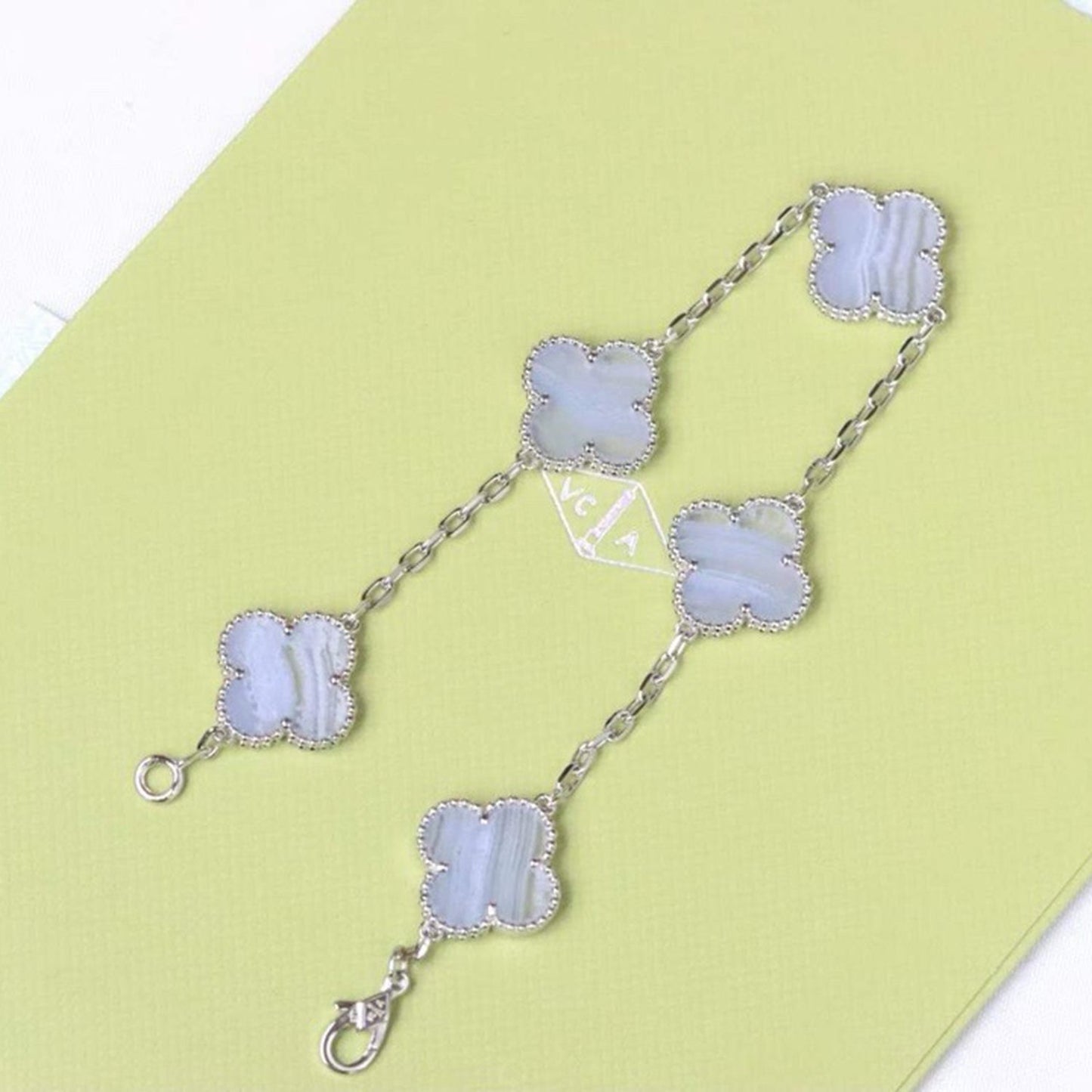[Love Lucky]CLOVER  5 MOTIF PURPLE CHALCEDONY BRACELET SILVER