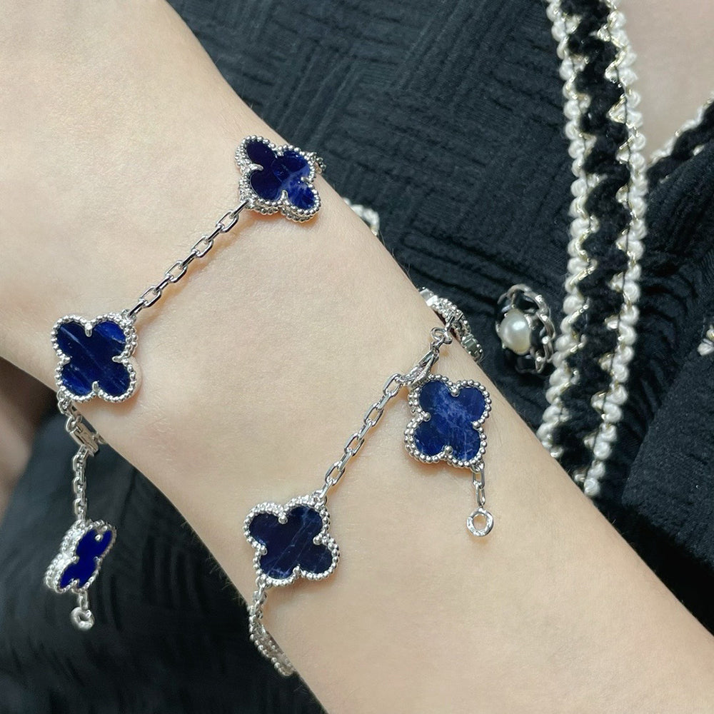 [Love Lucky]CLOVER 5 MOTIF PIETERSITE SILVER BRACELET