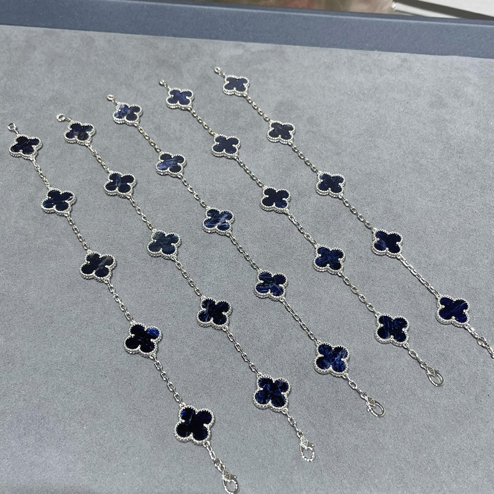 [Love Lucky]CLOVER 5 MOTIF PIETERSITE SILVER BRACELET