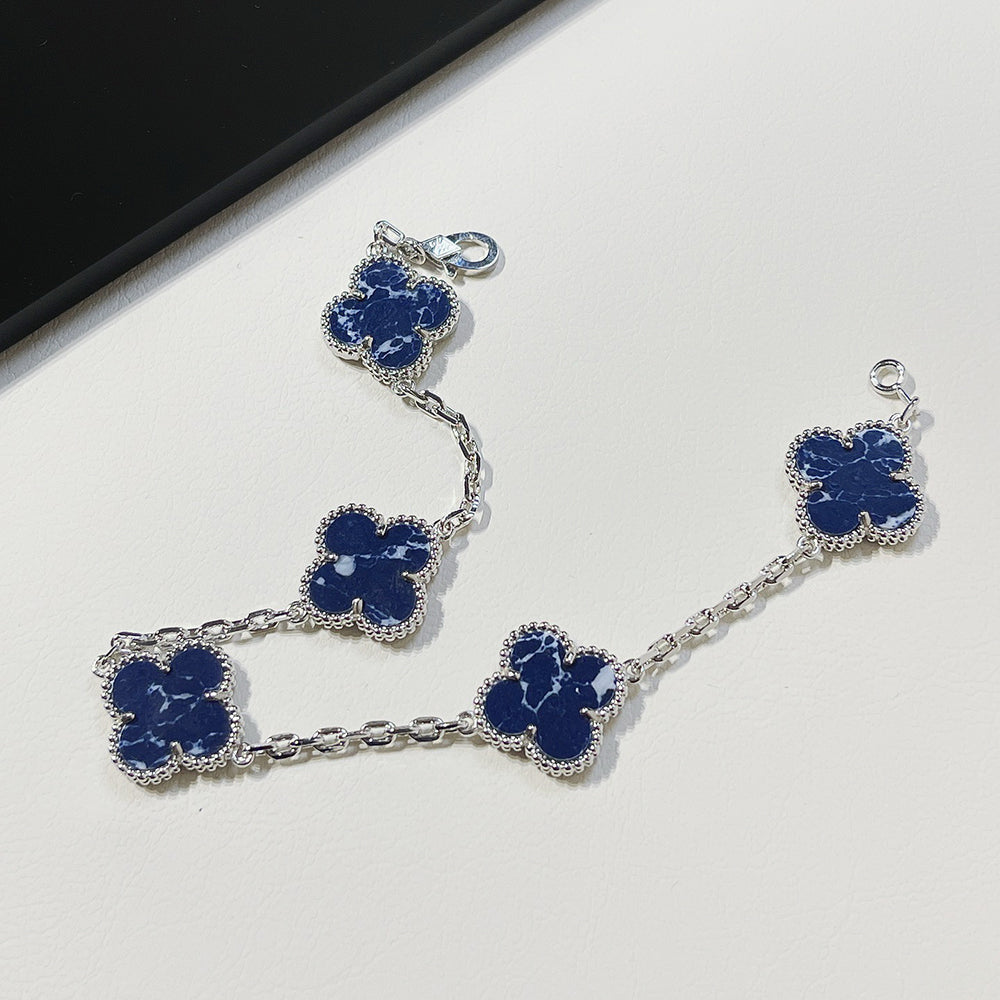[Love Lucky]CLOVER 5 MOTIF PIETERSITE SILVER BRACELET