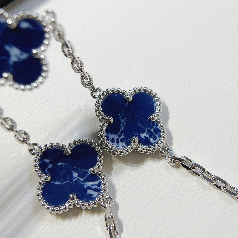 [Love Lucky]CLOVER 5 MOTIF PIETERSITE SILVER BRACELET