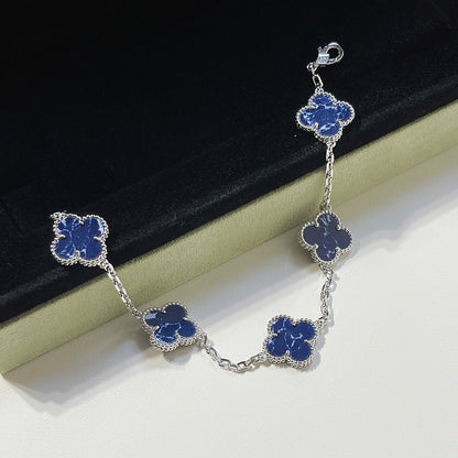 [Love Lucky]CLOVER 5 MOTIF PIETERSITE SILVER BRACELET