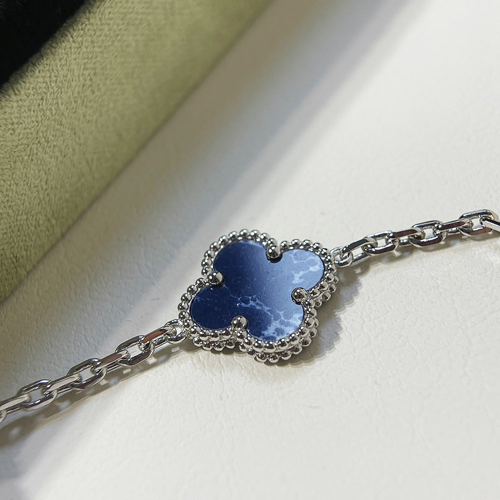 [Love Lucky]CLOVER 5 MOTIF PIETERSITE SILVER BRACELET