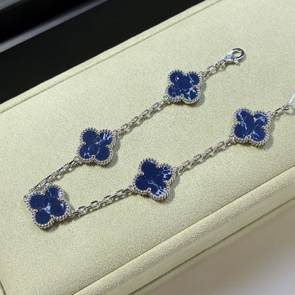 [Love Lucky]CLOVER 5 MOTIF PIETERSITE SILVER BRACELET