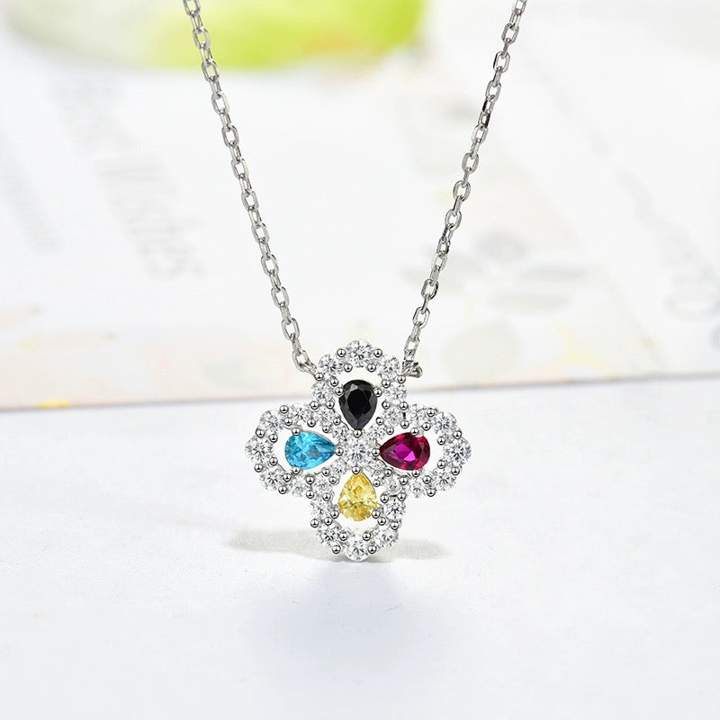 [Love Lucky]LOOP NECKLACE FULL MOTIF DIAMOND 16MM MULTIPLE COLORS