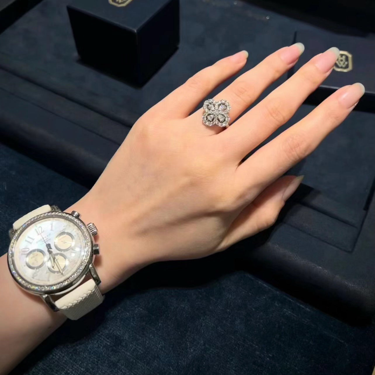 [Love Lucky]LOOP RING FULL MOTIF DIAMOND 16MM SILVE