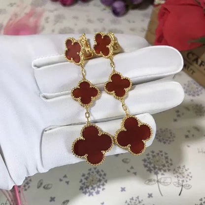 [Love Lucky]CLOVER 3 MOTIF CARNELIAN DROP EARRINGS