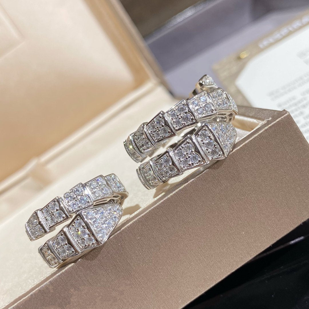 [Love Lucky]SERPENTI DOUBLE RING SILVER DIAMOND PAVED