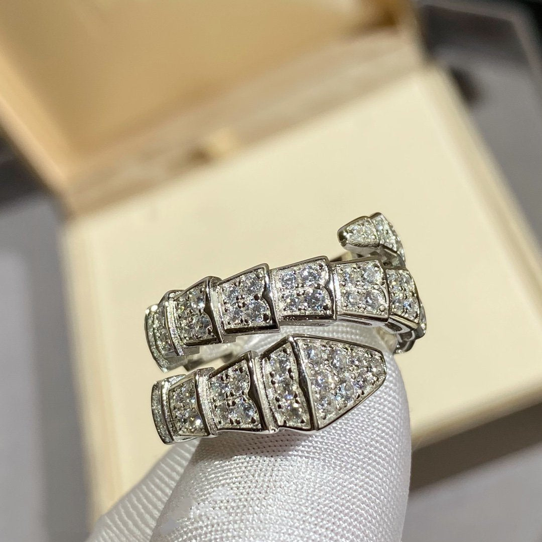 [Love Lucky]SERPENTI DOUBLE RING SILVER DIAMOND PAVED