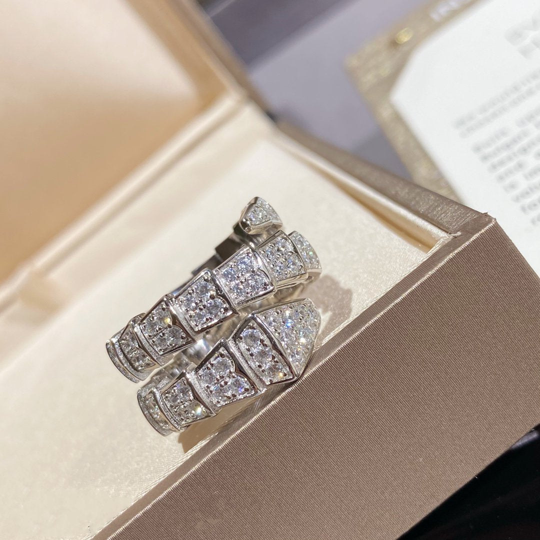 [Love Lucky]SERPENTI DOUBLE RING SILVER DIAMOND PAVED