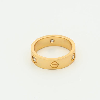 [Love Lucky]LOVE RING 5.5MM 3 DIAMONDS PINK GOLD