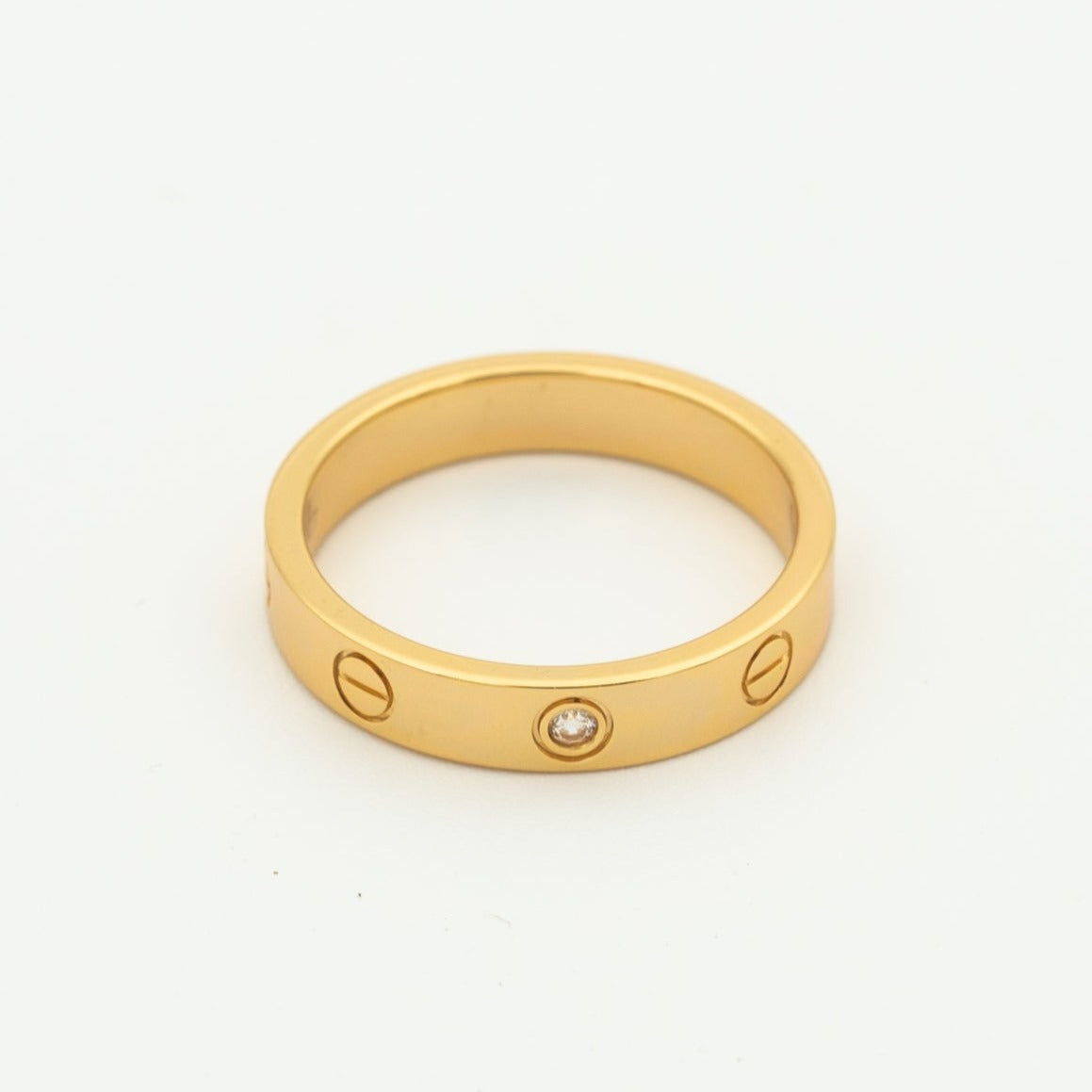 [Love Lucky]LOVE RING 4MM 1 DIAMOND PINK GOLD