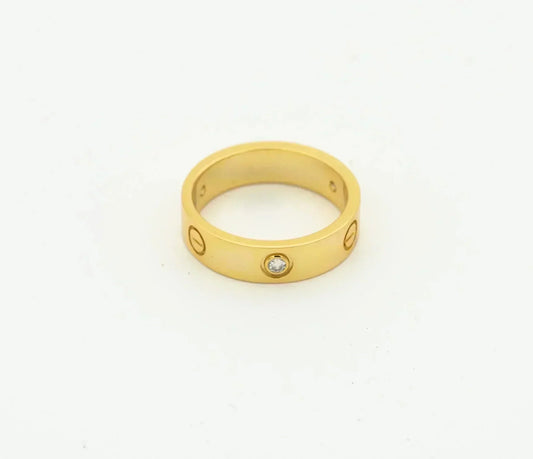 [Love Lucky]LOVE RING 4MM 1 DIAMOND GOLD