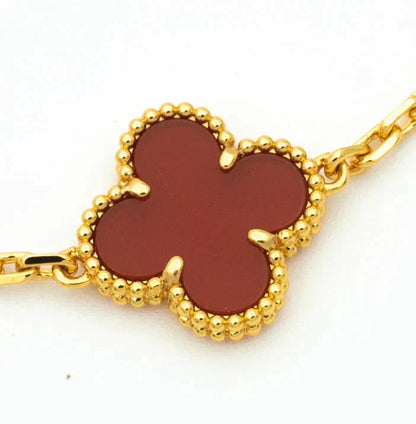 [Love Lucky]CLOVER  5 MOTIFS CARNELIAN GOLD BRACELET