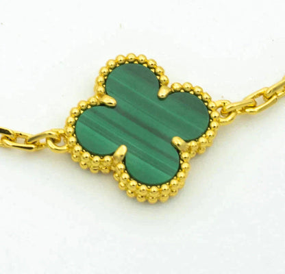 [Love Lucky]CLOVER  5 MOTIF MALACHITE DIAMOND BRACELET