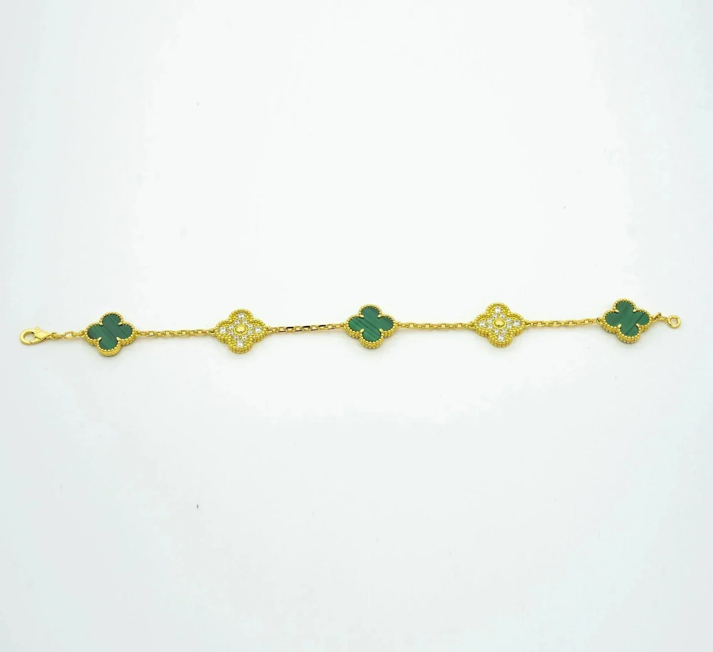 [Love Lucky]CLOVER  5 MOTIF MALACHITE DIAMOND BRACELET