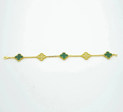 [Love Lucky]CLOVER  5 MOTIF MALACHITE DIAMOND BRACELET