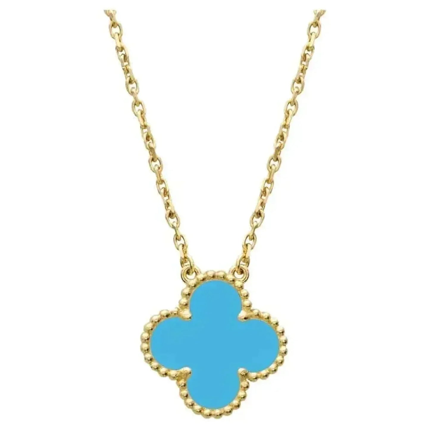 [Love Lucky]CLOVER 15MM VINTAGE TURQUOISE NECKLACE