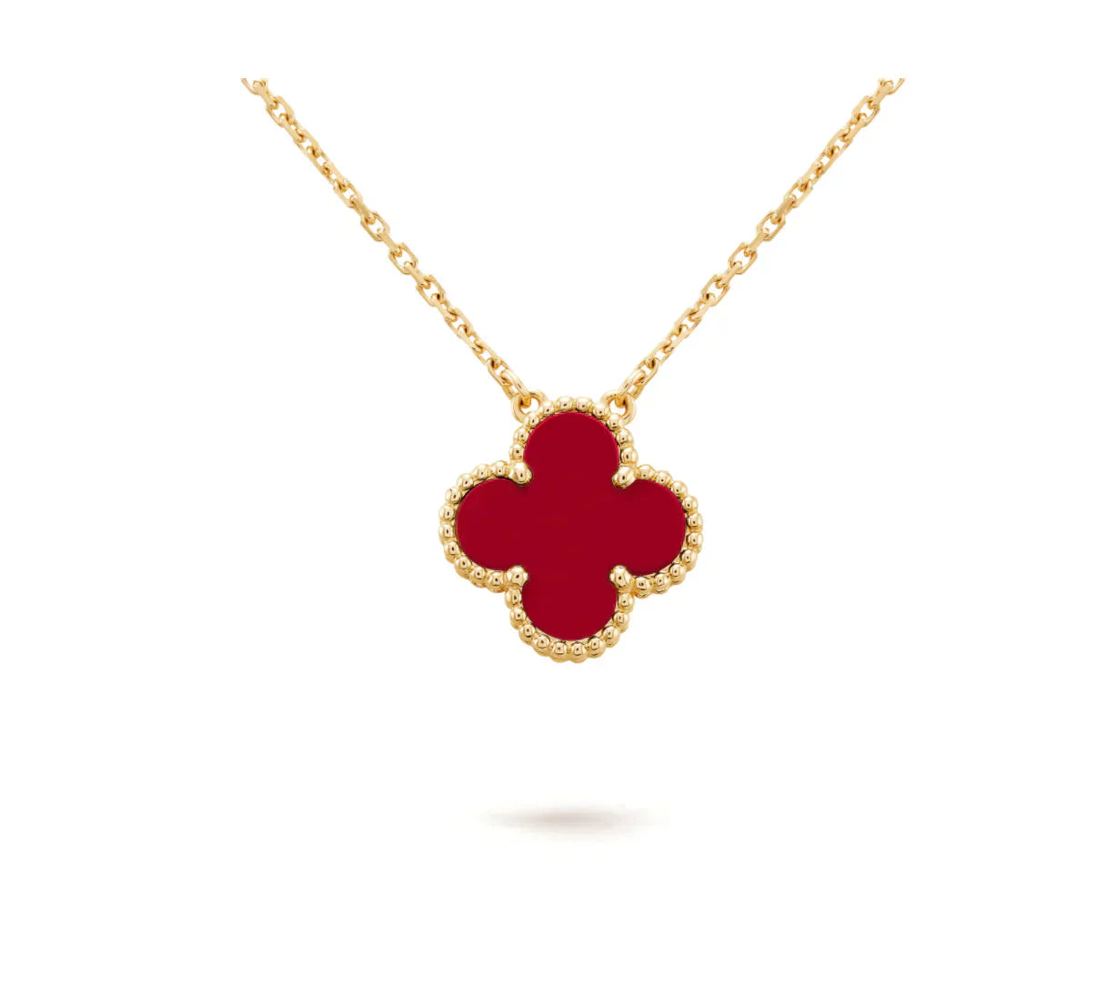 [Love Lucky]CLOVER 15MM CARNELIAN SINGLE FLOWER NECKLACE