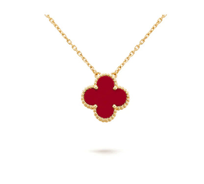 [Love Lucky]CLOVER 15MM CARNELIAN SINGLE FLOWER NECKLACE