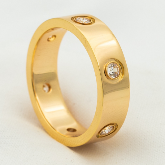 [Love Lucky]LOVE RING 5.5MM 6 DIAMONDS PINK GOLD