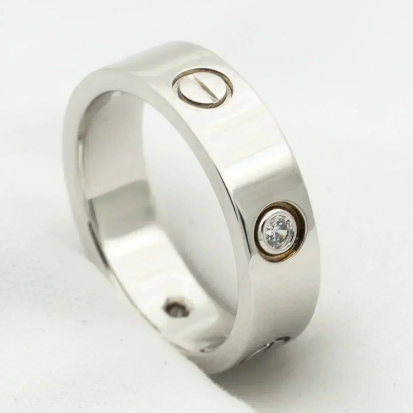 [Love Lucky]LOVE RING 5.5MM 3 DIAMONDS SILVER