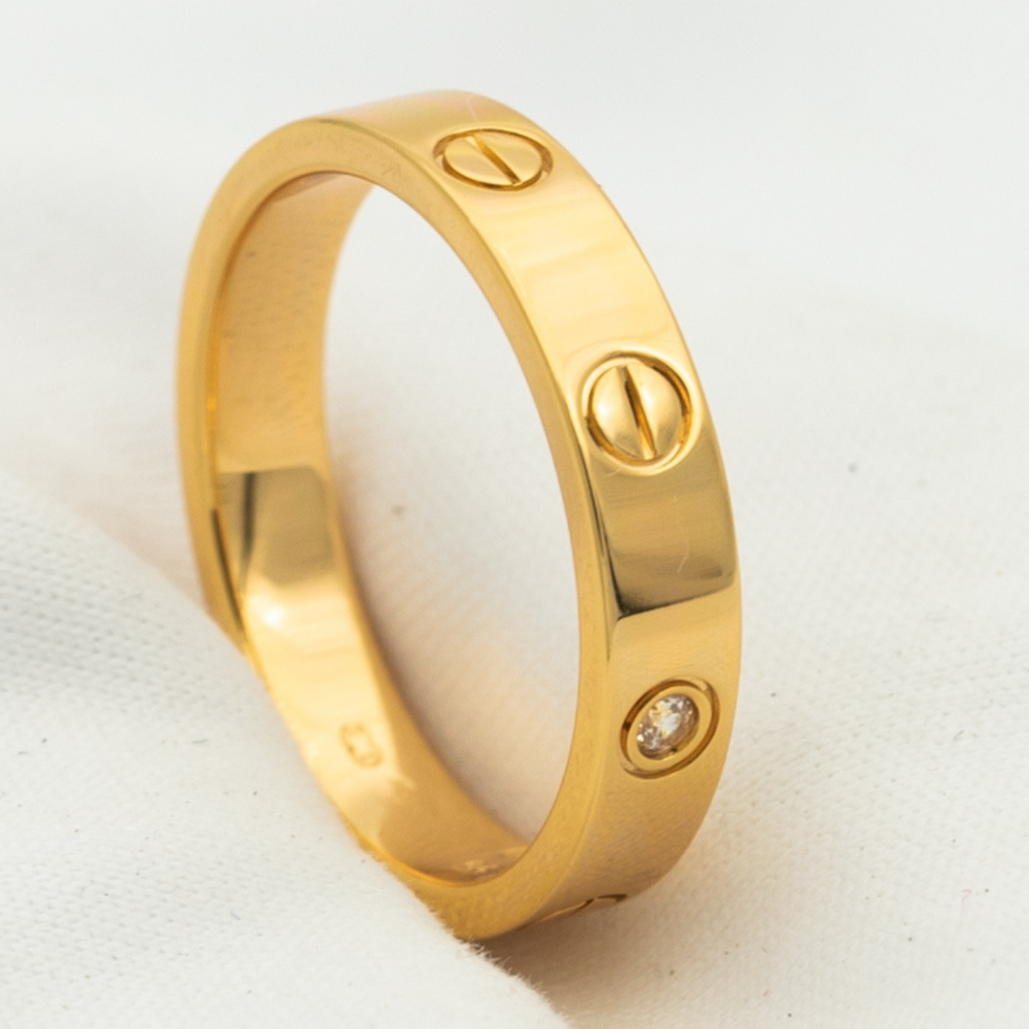 [Love Lucky]LOVE RING 4MM 1 DIAMOND PINK GOLD