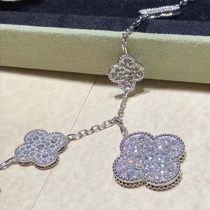 [Love Lucky]CLOVER 6 MOTIFS SILVER DIAMOND BRACELET