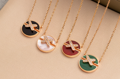 [Love Lucky]JEUX DE PINK GOLD DIAMOND NECKLACE