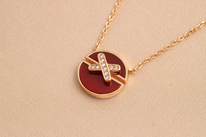 [Love Lucky]JEUX DE PINK GOLD DIAMOND NECKLACE