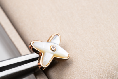 [Love Lucky]JEUX DE WHITE MOP PINK GOLD DIAMOND EARRINGS