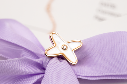 [Love Lucky]JEUX DE WHITE MOP PINK GOLD DIAMOND EARRINGS