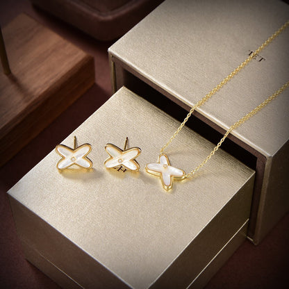 [Love Lucky]JEUX DE WHITE MOP GOLD DIAMOND EARRINGS