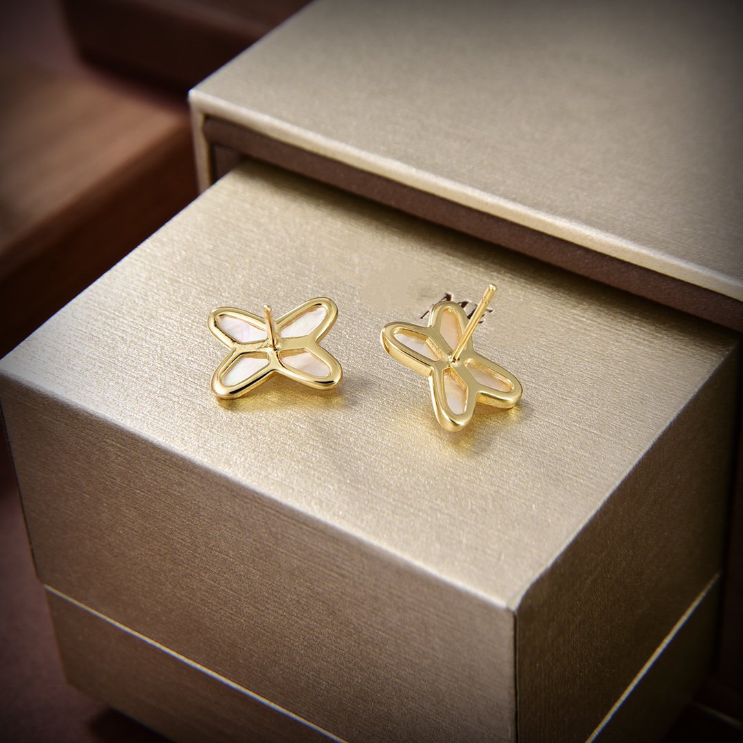 [Love Lucky]JEUX DE WHITE MOP GOLD DIAMOND EARRINGS