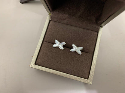 [Love Lucky]JEUX DE WHITE MOP SILVER DIAMOND EARRINGS