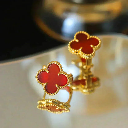 [Love Lucky]CLOVER MEDIUM 1 MOTIFS CARNELIAN  EARRINGS